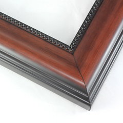 This deep, dense frame features a scoop profile, bevelled outer edge and beading on the inner lip.  The walnut wash on the face fades to black on both ends.  

2.5 " width: ideal for medium to very large artworks. The unique mix of rustic and contemporary makes this frame a versatile choice.  Pair with a favourite photograph, painting or Giclée print.