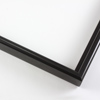This simple metal picture frame has a bold, high-shine black finish with a brushed outer drop edge and curved profile. 

.375 " width: ideal for small, medium or large artworks. Easily frame photographs, thicker cloth or needlework art, or even Giclée canvas prints.