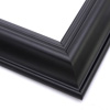 This classic, reverse scoop frame is solid wood, and painted a deep matte black.  A stepped inner lip defines the border of the frame.

2.5 " width: ideal for medium or large artwork. This frame will beautifully border a renaissance or impressionism painting or giclee print.