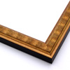 This simple, slim frame features a ridged, wave design with a beveled inner lip and smooth outer edge. The deep gold base is lightly antiqued with a black patina.  The outside drop edge is solid black.

1.25 " width: ideal for small to medium size images.