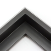 This unique floater frame for stretched canvas features a narrow, 0.5 " face that falls into a steep reverse slant toward the outer edge of the frame.  The modern style is finished in matte black.

Ideal for mounting medium to extra large, thick (1.5 " deep) gallery wrapped canvas portraits, paintings or Giclée prints. The canvas will extend slightly farther than the face of the frame. 

*Note: These solid wood, custom canvas floaters are for stretched canvas prints and paintings, and raised wood panels.