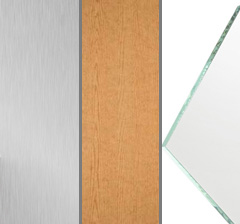 Aluminium, wood and glass surfaces